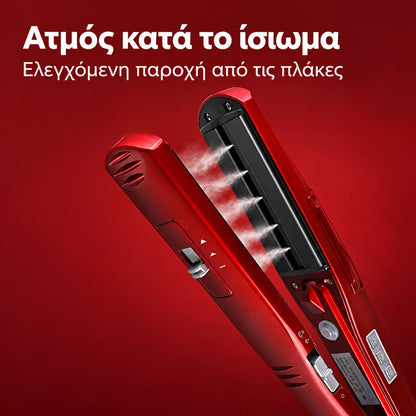 Ισιωτική με ατμό και επαγγελματική κεραμική πρέσα μαλλιών