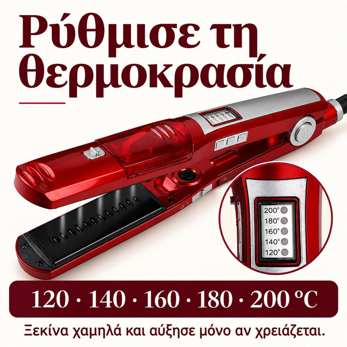 Ισιωτική με ατμό και επαγγελματική κεραμική πρέσα μαλλιών