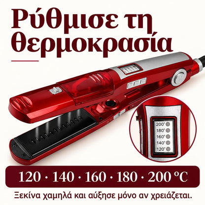 Ισιωτική με ατμό και επαγγελματική κεραμική πρέσα μαλλιών